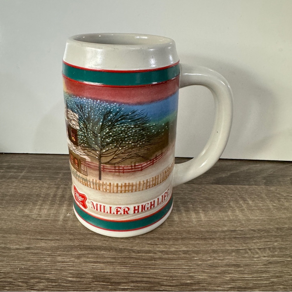 Vtg Miller High Life Ceramic Beer Mug "To The Best Holiday Traditions" Christmas